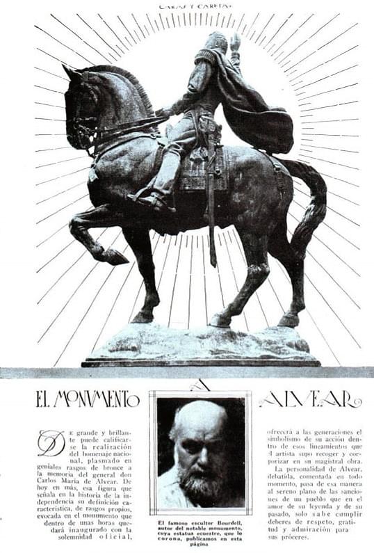 Inauguración del Monumento a Carlos María de Alvear en Caras y Caretas.