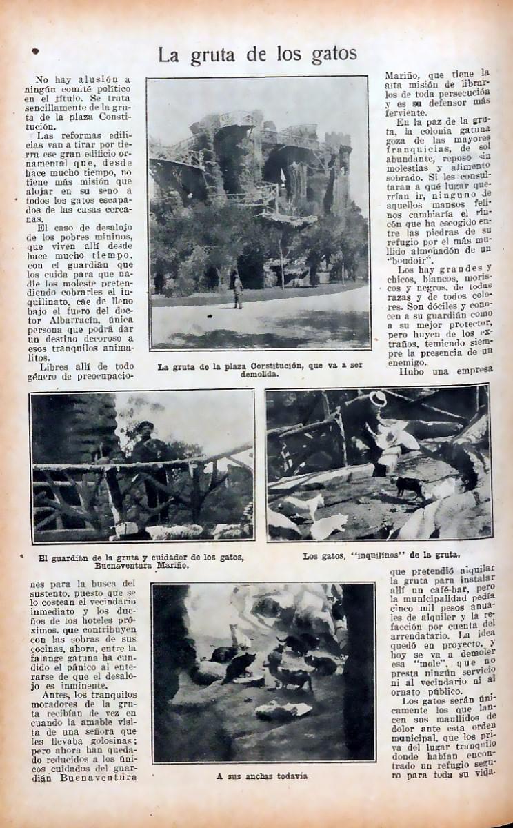 La Gruta de los gatos. Revista P.B.T N° 489, 11 de noviembre de 1914.
