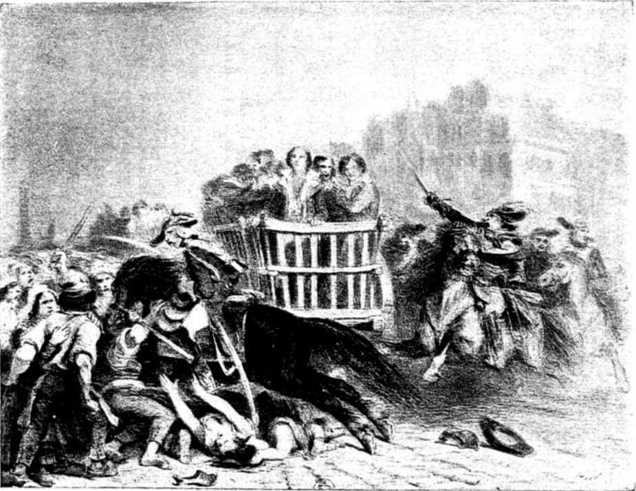 Carreta con personas llevadas a la guillotina durante el Reinado del Terror.